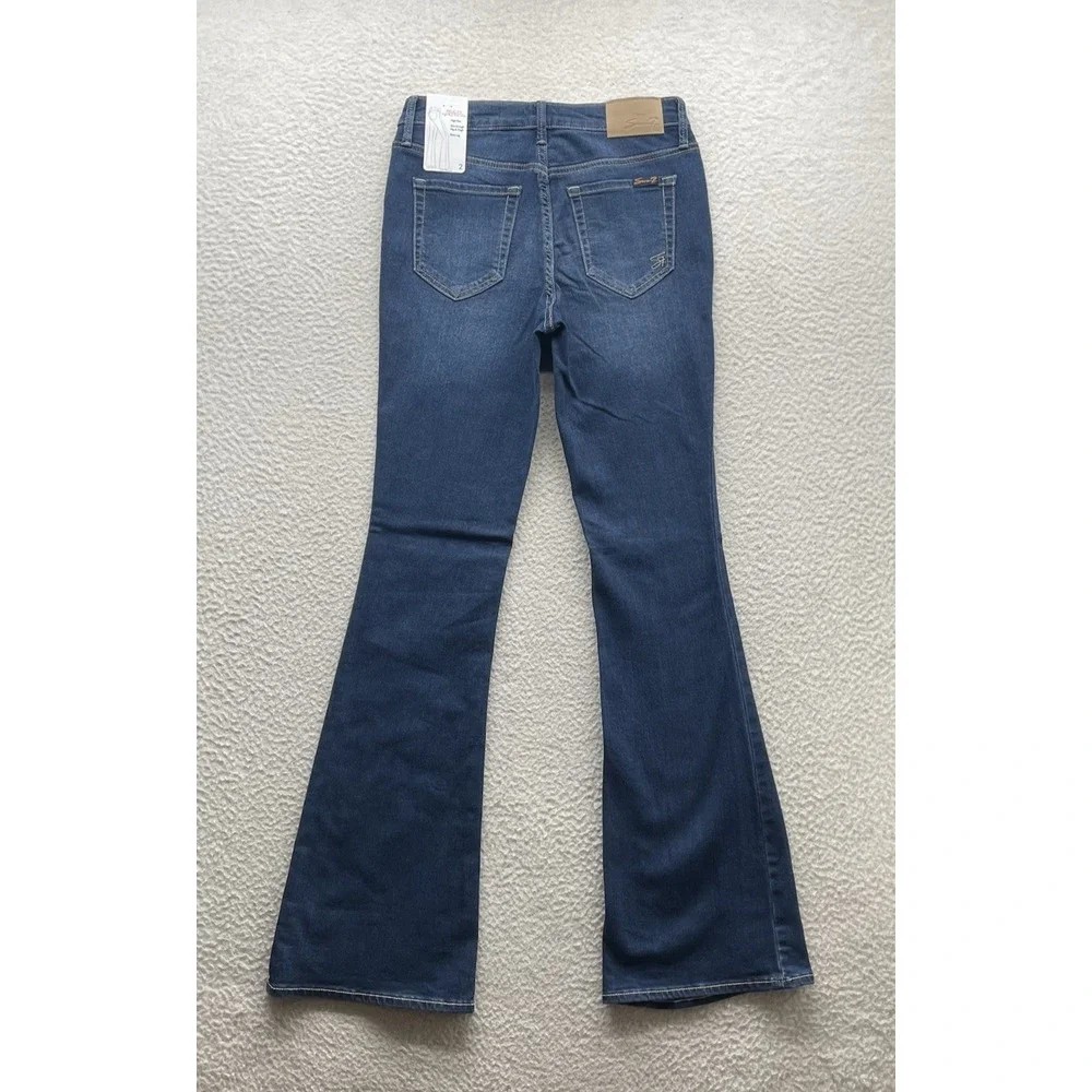 Seven7 Jeans Womens 2 28x32 High Rise Slim‎ Flare Blue Stretch Whiskered Denim